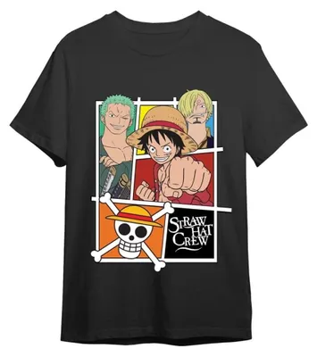 Obrázek produktu pro Tričko One Piece s motivem "Straw Hat Crew" (Posádky slunečníku), barva šedá, velikost XXL