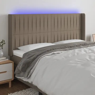Produktbild von The Living Store LED Kopfteil Taupe 183x16x118/128 cm Stoff