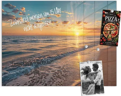 Produktbild von Magnettafel 120x90cm Pinnwand Whiteboard beschreibbar - Sonnenaufgang Meer