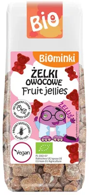 ŻELKI OWOCOWE BEZ DODATKU CUKRÓW BEZGLUTENOWE BIO 75 g - BIOMINKI