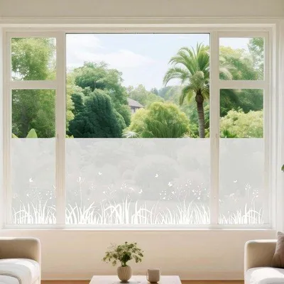 Productafbeelding van Privacy-folie voor ramen, ondoorzichtig, statisch, zelfklevend, melkglasfolie voor woonkamer, slaapkamer, keuken - 45 x 200 cm