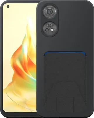 Produktbild von Geeignet für Oppo Reno 8T 4G Phone Case mit verstellbaren Leder Kartenschlitz - Flexible Back Cover Case Silikon TPU mit verstellbaren Leder Kartenschlitz - Schwarz - Smartphonics