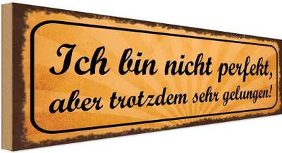 Produktbild von vianmo Holzschild 10x27 cm ich bin nicht perfekt aber sehr Spruch Zitat
