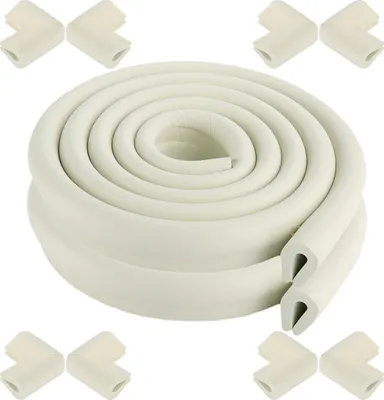 Image de CANDeal 4 mètres de protection de bords en forme de U et 8 x kit de protection de coins, facile à installer, mousse de première qualité haute densité protection bébé outil ménager pour table, banc et autres meubles de maison - Blanc