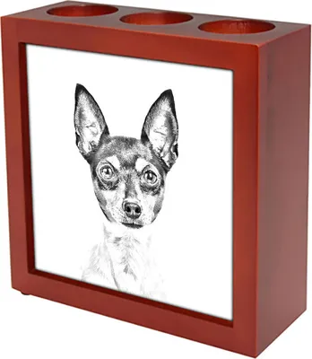 Produktbild von Toy Fox Terrier, American Toy Terrier, Amertoy - Stifthalter mit Hund, Schreibtischorganizer mit Aufdruck, personalisierte Schreibtischdekoration der Marke Art-Dog