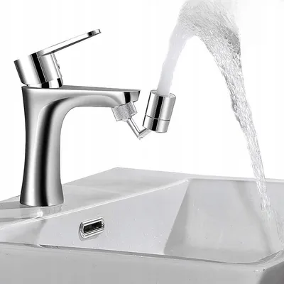 Zdjęcie produktu dla Adapter perlator obrotowy 24mm przedłużka do kranu 2 tryby srebrny chrom