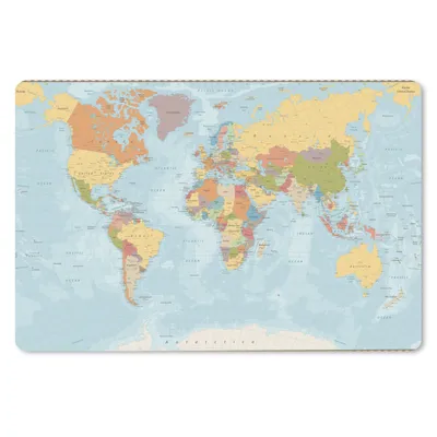 Produktbild von MuchoWow® Schreibtischunterlage Weltkarte - Farben - Atlas 60x40 cm - XXL Mauspad - Großes Mauspad