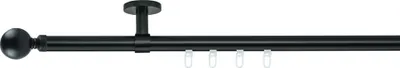 Produktbild von SN Deco Gardinenstange Innenlauf Reims, 19 mm, 1-läufig, Stahl, Komplett-Set mit Ringen, Profildeckentrager, 300 cm, schwarz