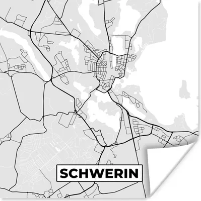 Produktbild von MuchoWow® Poster Schwerin - Karte - Stadtplan - Deutschland 75x75 cm - Wand Dekoration