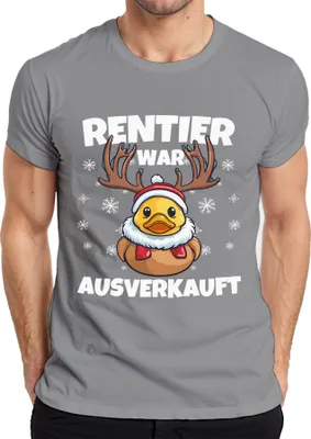 Produktbild von Rentier War t Ente Elch Lustig - Weihnachten Xmas Christmas Herren T-Shirt, Grau, L