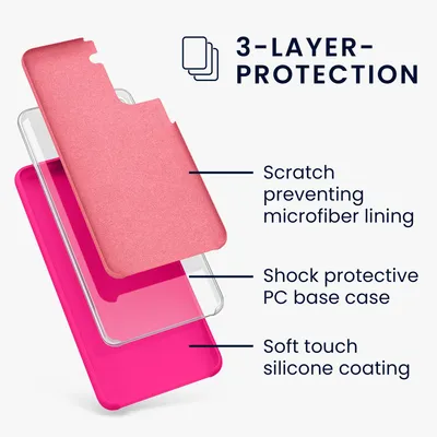 Produktbild von kwmobile Handyhülle für Samsung Galaxy S21 Hülle - Case Silikon - Kabelloses Laden - Schutzhülle Cover in Neon Pink