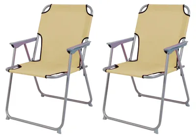 Image de 2 pièces chaise de camping tissu Oxfort métal beige
