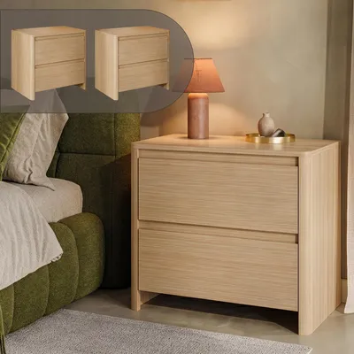 Produktbild von Nachttisch 'Takranmaa' 2er Set mit 2 Schubladen 54 x 60 x 40 cm Eicheoptik