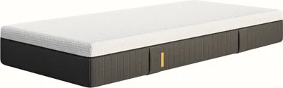 A mattress is shown from a diagonal angle against a white background.