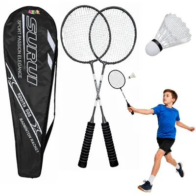 Produktbild von Badminton-Set, Schläger, Federball-Abdeckung, Schwarz