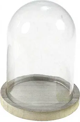 Produktbild von Glas Glocke Haube ca. H16cm Ø12cm Glockenglas Glasglocke Holz Glashaube Glassturz