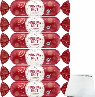 Produktbild von Gut & Günstig Marzipan Brot mit Schokolade überzogen 6er Pack (6x175g Packung) + usy Block