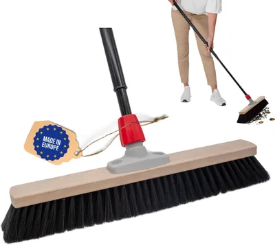 Produktbild von Novaliv Saalbesen 50 cm mit Teleskopstiel Borsten Kunstborsten besen fein mit Stiel Werkstattbesen Hallenbesen Industriebesen Hausbesen Kehrbesen Zimmerbesen Haarbesen Terassenbesen Besen weich