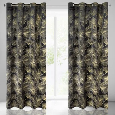 Produktbild von Vorhang STELLA schwarz gold 140x250 cm  Ösen Ösenvorhang