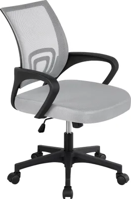 Produktbild von Yaheetech Bürostuhl Schreibtischstuhl ergonomischer Drehstuhl Chefsessel mit Mesh Netz Wippfunktion Hellgrau