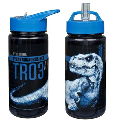 Productafbeelding van Scooli drinkfles, 500 ml, voor dagelijks gebruik, zwart, blauw, voor kinderen, met schroefdop, met print