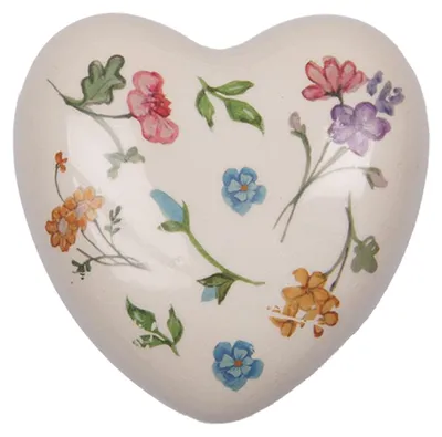 Image de Clayre & Eef Figurine décorative Cœur 12x12x4 cm Beige Céramique