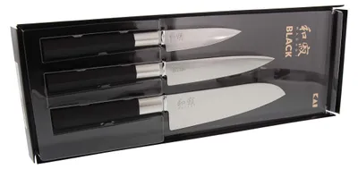 Messenset 3-teilig: 10 cm, 15 cm, Santoku 16,5 cm, schwarz