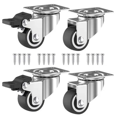 Imagen del producto de Juego de 4 ruedas giratorias para muebles y carros, con alta capacidad de carga