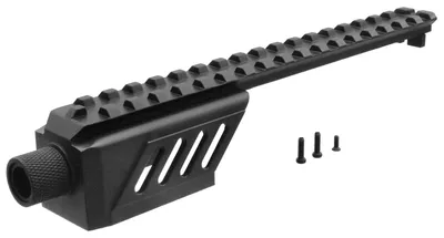 Produktbild von Cyma Airsoft Alu Rail Scope Mount für CM127 CM030 Softair AEP, aus Aluminium, mit 14mm CCW Gewinde -schwarz- Adapter Pistole