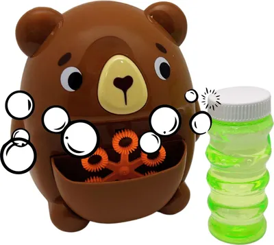 Produktbild von Seifenblasenmaschine Bär - Automatische Bubble Machine für Kinder - Inkl. 118 ml Seifenblasenflüssigkeit