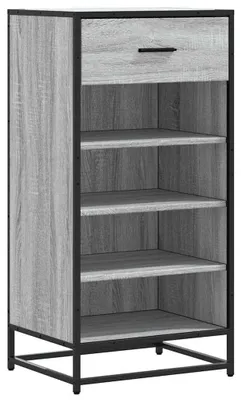 Image de Armoire à chaussures grise imitation chêne Sonoma, dimensions : 48 x 38 x 97,5 cm