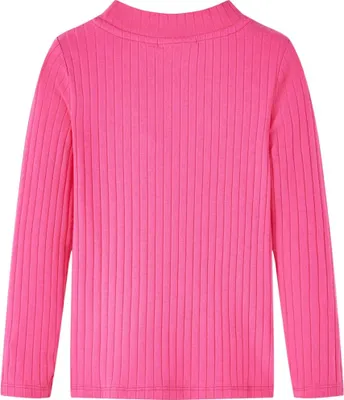 Image de vidaXL T-shirt manches longues enfant en tricot côtelé rose vif 104