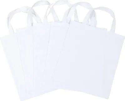 Produktbild von Betzold Baumwolltaschen, 5 Stück, Stofftasche für Kreativität, Farbe: weiß