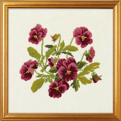 Produktbild von Eva Rosenstand Kreuzstich Set "Stiefmütterchen", Zählmuster, 25x25cm