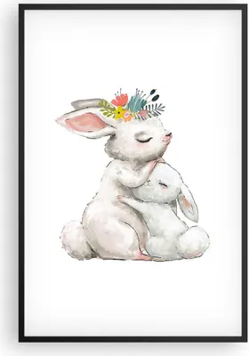 Produktbild von Gerahmtes Poster - Schwarzer Rahmen - Kaninchen Hase Kinder - 61x91,5 cm - Wand Bild - Wanddeko - Wandbilder - Kunstposter - Wandposter - Bilderrahmen - Bilder - Kunstdruck - P2BPA61x91-4725