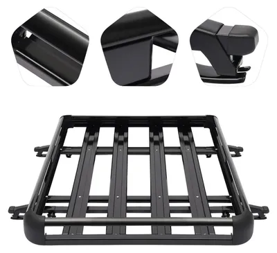Image de Barres de toit - Barres de toit pour SUV - Aérodynamiques, réduisant le bruit - Capacité de charge : 68 kg - Renforcées, alliage d'aluminium + ABS - Noir