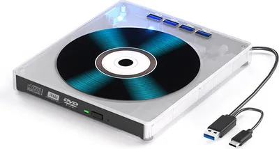 Produktbild von AIORBER Externes Blu-ray-Laufwerk, DVD/BD Player, lesen/schreiben, intern, tragbarer UHD DVD Brenner, USB 3.0 externer Blu-ray Brenner, Weiß
