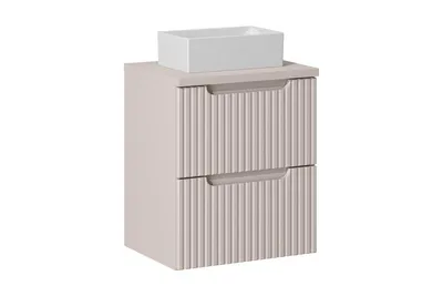 Produktbild von Badmöbel-Set Mit Arbeitsplatte 50 cm Aufsatzwaschbecken & Unterschrank (50 cm 2 Schubladen) , Nova Cashmere N BM163 - Kaschmir/Matt