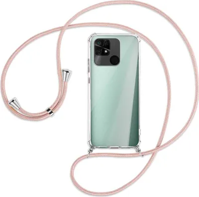 Produktbild von Handykette Backcover-Schutzhülle mit Band (Metall silberfarben) für Xiaomi Redmi 10C - roségold