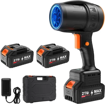 Produktbild von Akku Laubbläser,Mini Gebläse 21V 2X4.0 Ah Akku, 500,000 RPM Laubbläser Gebläse,   für Haartrocknung, Reinigung Auto,Tastatur,Staub
