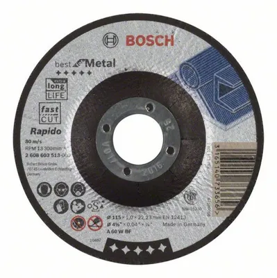 Produktbild von Bosch Trennscheibe gekröpft Best for Metal - Rapido A 60 W BF, 115 mm, 1,0 m 2608603513