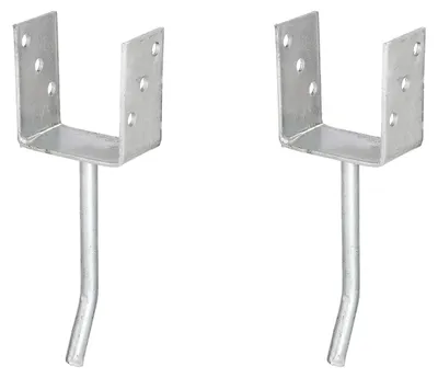 Produktbild von Alberts 2 x U-Pfostenträger mit Rundstahl-Betonanker, 101x104 mm, Betonanker 200 mm, feuerverzinkt, zum Einbetonieren