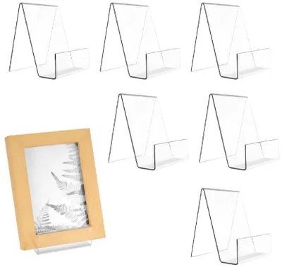 Produktbild von Buchständer – 6er Set – Transparente Displayständer – Tischaufsteller für Bücher, Fotos und Karten – Buchständer – 75 x 90 x 105 mm – Kunststoff