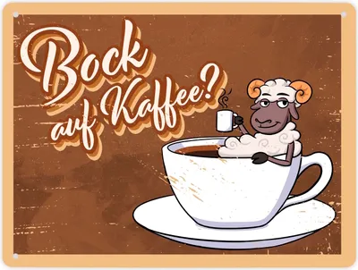 Produktbild von Bock auf Kaffee, Metallschild mit lustigem Schafsbock