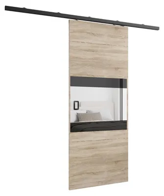 Produktbild von KIER FURNITURE Schiebetür Komplettset LUMBA Sliding Door, Raumteiler Schiebetür Eiche Sonoma 86x205x1,6 cm