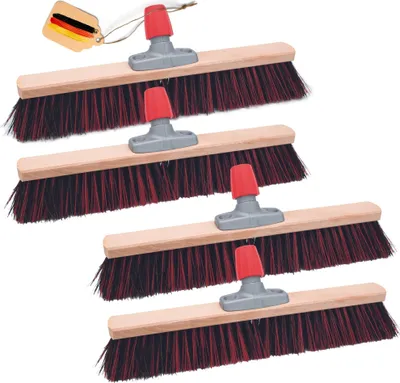 Image de Novaliv 4x Mix Arenga Elaston Balai 50 cm Tête de balai I sans manche I Arenga-Elaston noir-rouge I Balai pour l'extérieur I Balai industriel Balai de jardin Balai à neige Balai universel