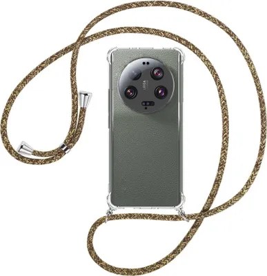 Produktbild von Handykette Backcover-Schutzhülle mit Band (Metall silberfarben) für Xiaomi 13 Ultra (6.73'') - braun+beige
