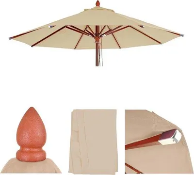 Image de Parasol en polyester pour terrasse - Protection contre le vent - Ø 4 m - Crème