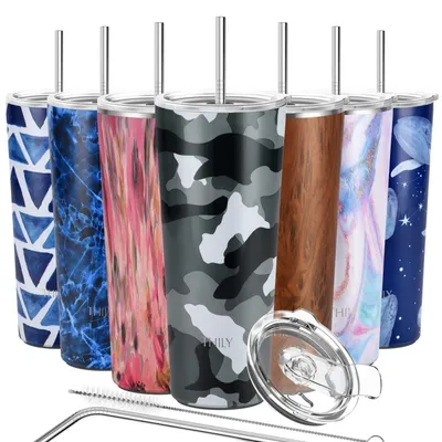 Image de Gobelet de voyage en acier inoxydable de 780 ml, avec 2 couvercles et 2 pailles, motif camouflage