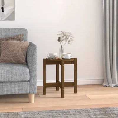 Produktbild von "Rabatt" Couchtisch modern - Wohnzimmertisch - Einfache Montage - Honigbraun Ø 42,5x45 cm Massivholz Kiefer - Kaffeetisch CC21946
